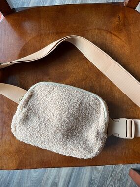 Beige Sherpa Fanny Pack Crossbody Bag